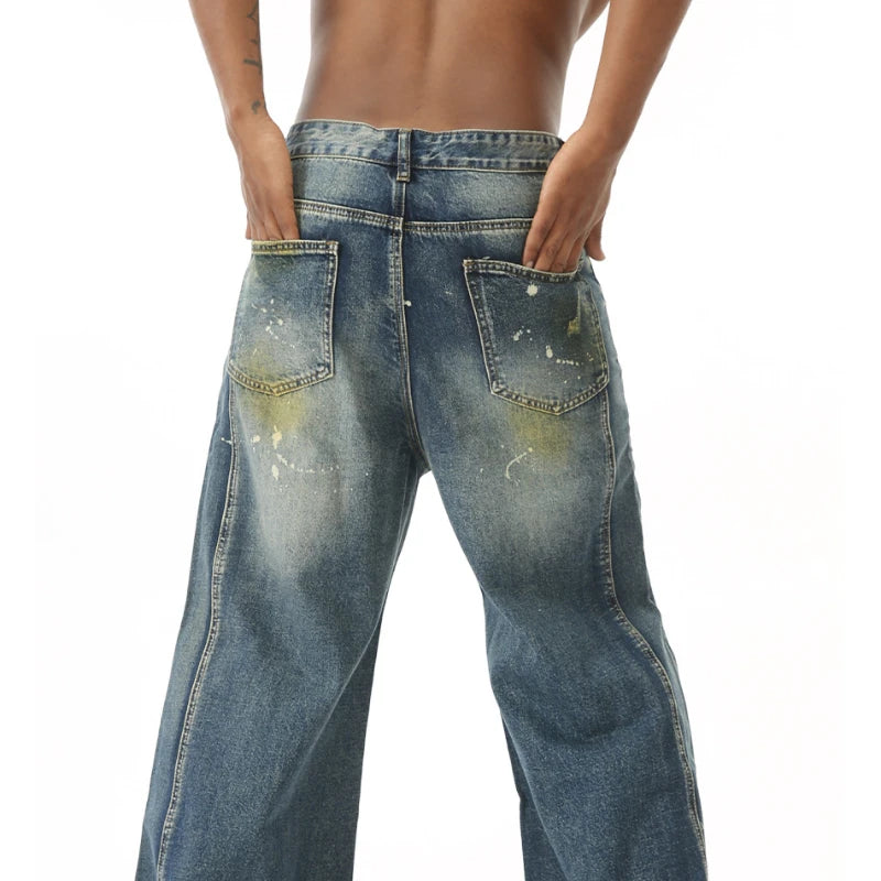 Three-dimensional Cutting Wide Leg Jeans.