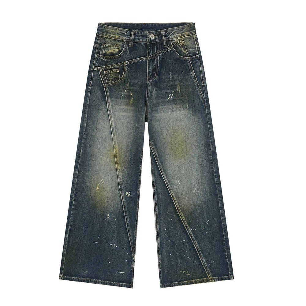Three-dimensional Cutting Wide Leg Jeans.