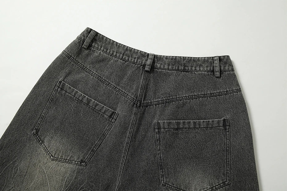 Manga Graphic Distressed Denim shorts.