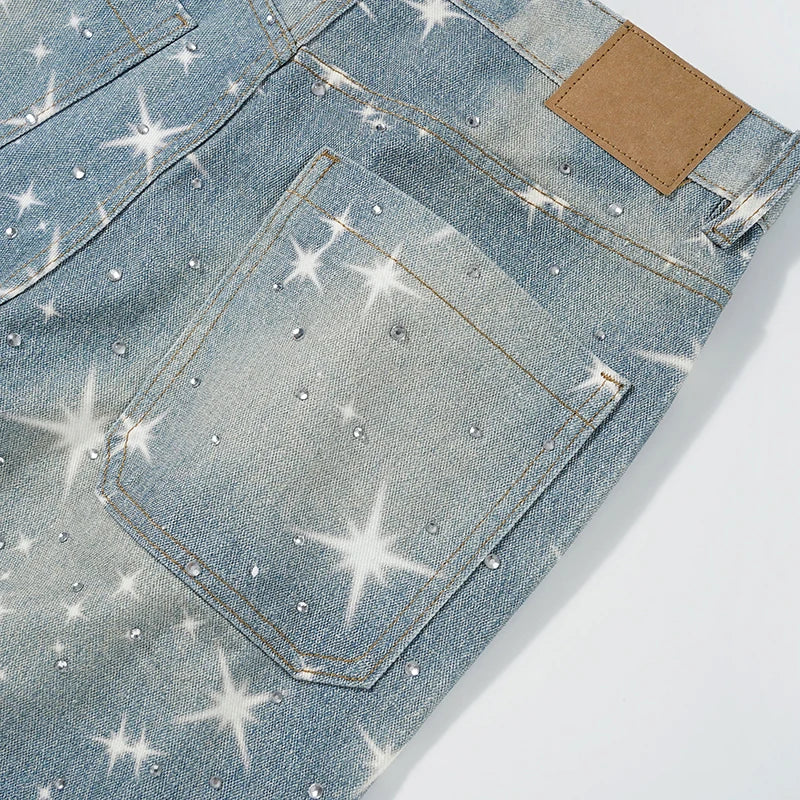 Galaxy Glow – Sparkle Print Denim Jeans.