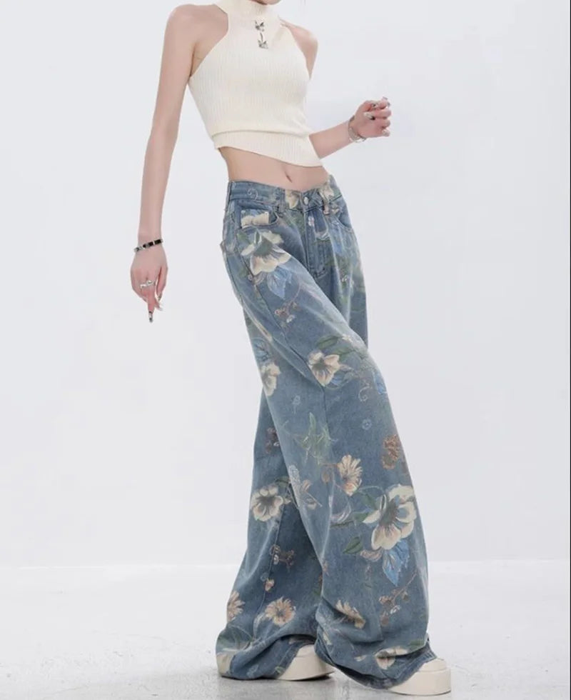 Bloom Breeze – Floral Denim Jeans.