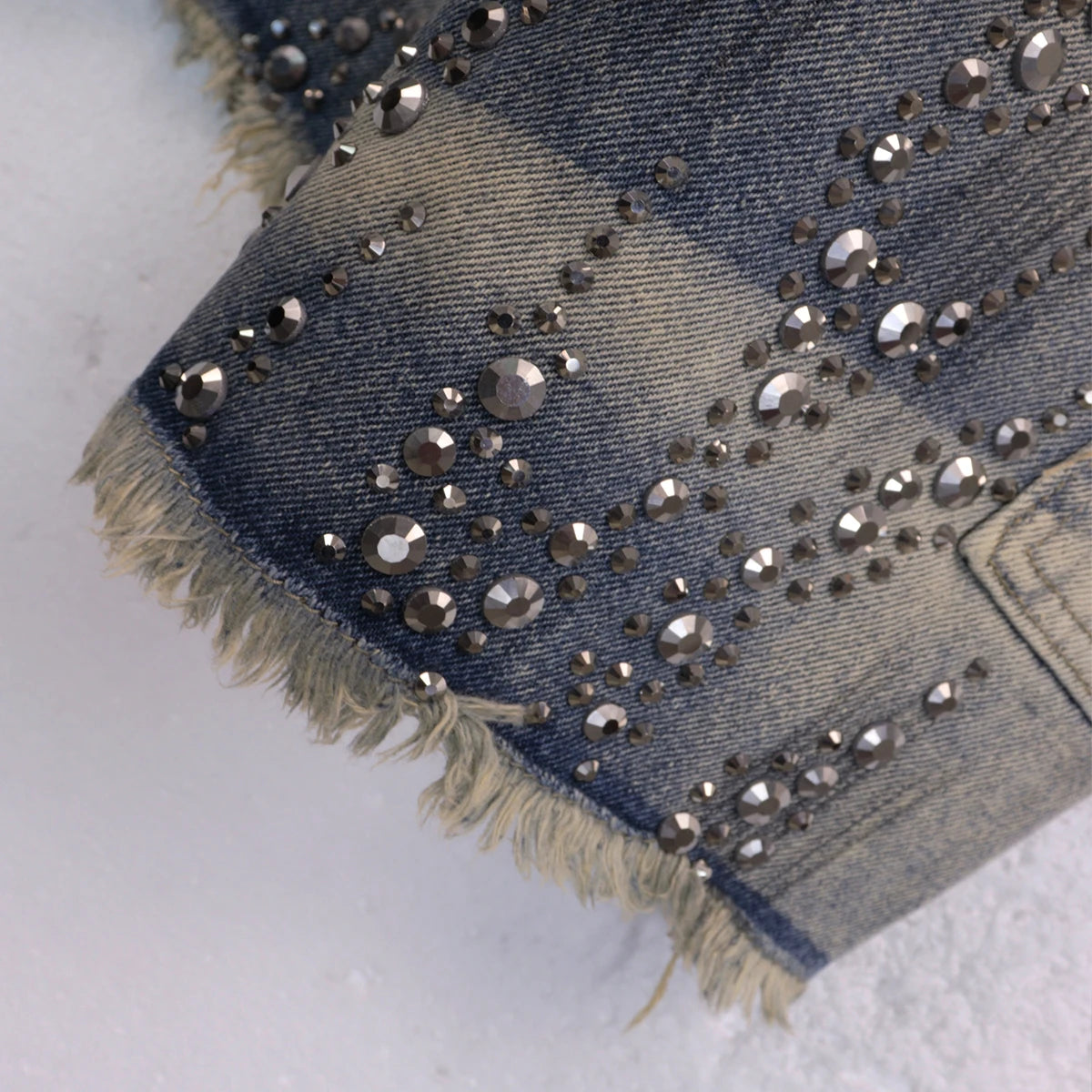 Titan Fade Studded Denim Shorts.
