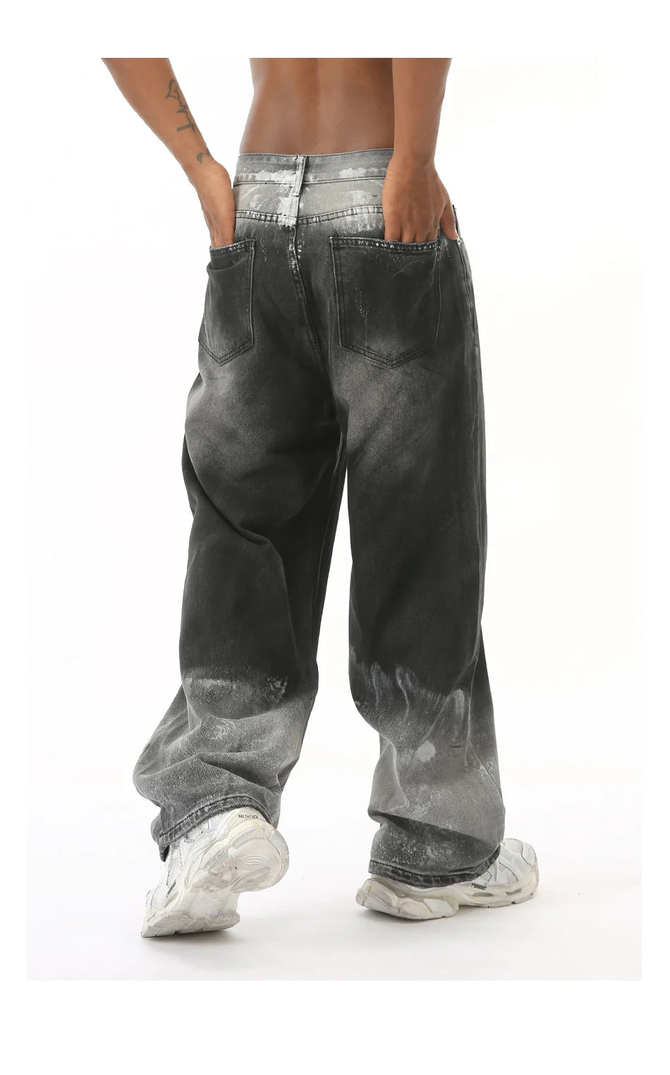 Shadow Fade – Gradient Wide-Leg Denim Jeans.