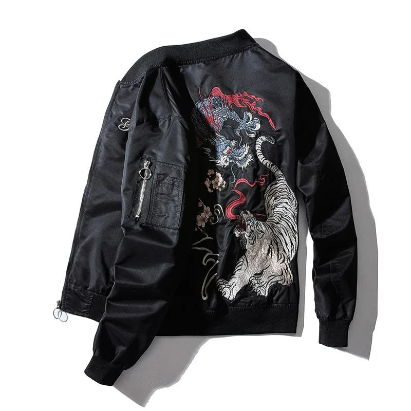Tiger Dragon Clash Bomber Jacket.