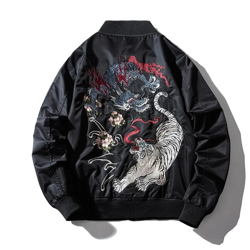 Tiger Dragon Clash Bomber Jacket.