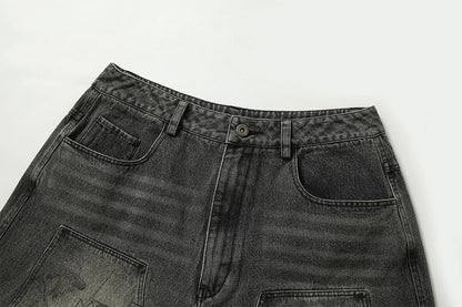 Manga Graphic Distressed Denim shorts.