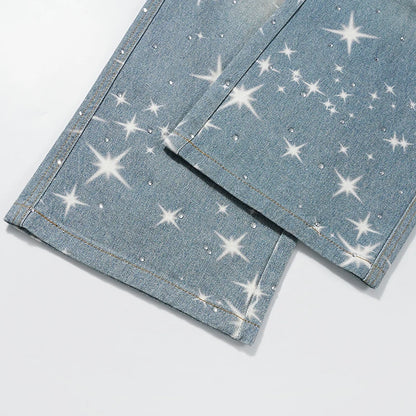 Galaxy Glow – Sparkle Print Denim Jeans.