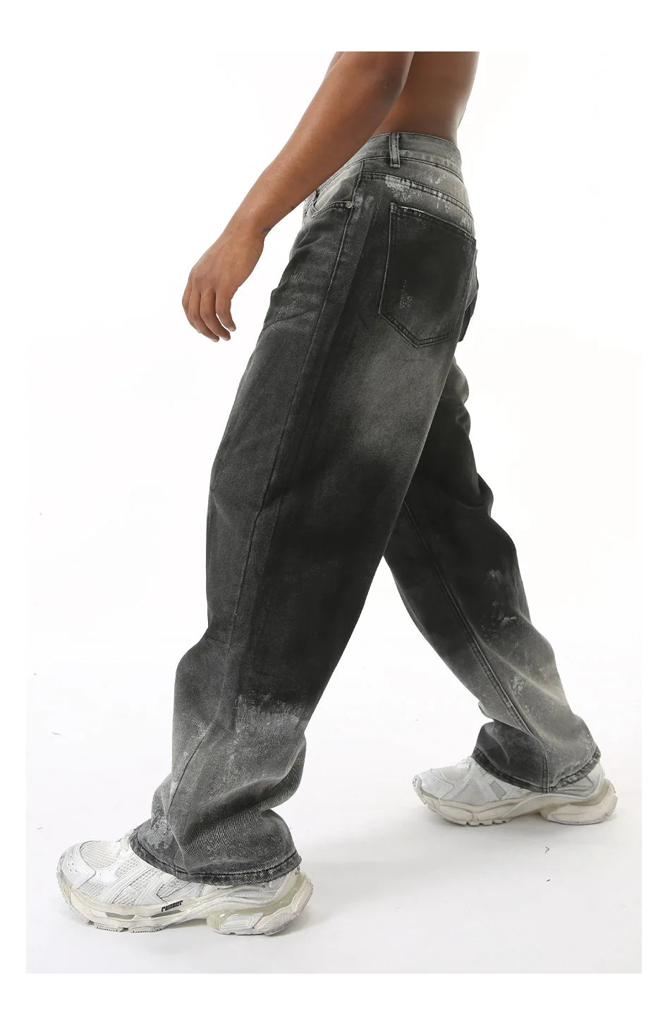 Shadow Fade – Gradient Wide-Leg Denim Jeans.