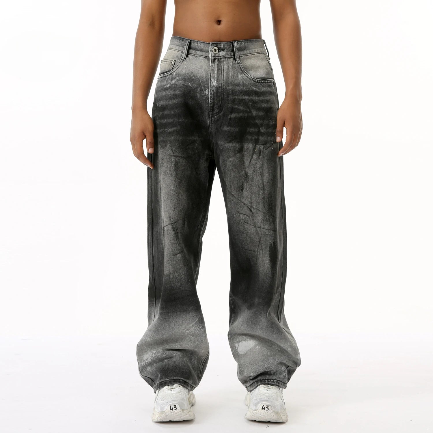 Shadow Fade – Gradient Wide-Leg Denim Jeans.