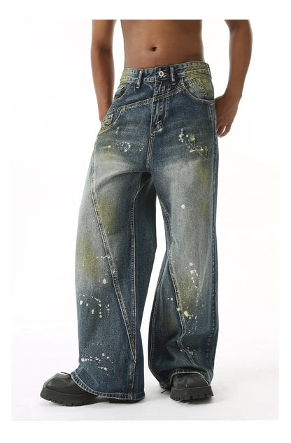 Three-dimensional Cutting Wide Leg Jeans.