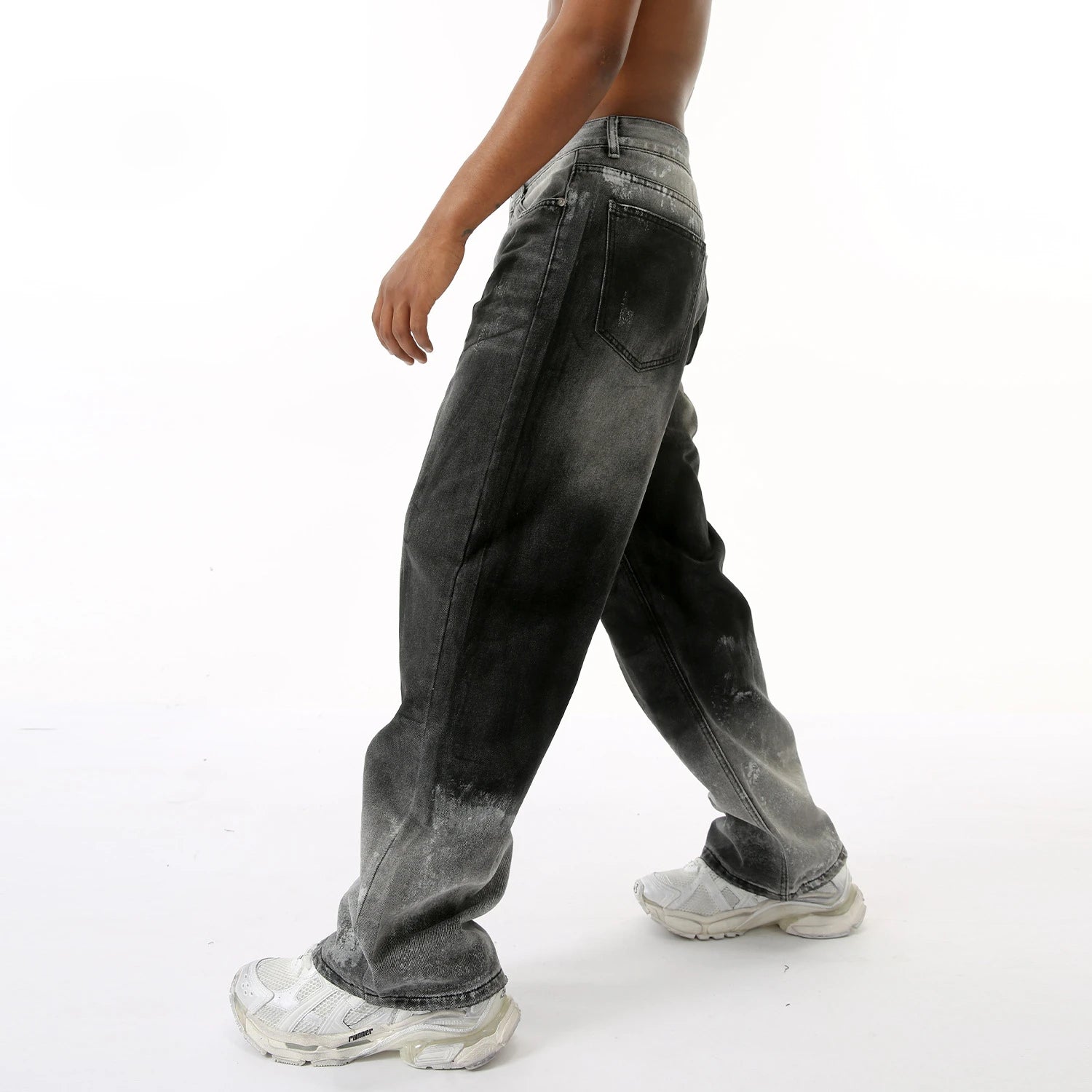 Shadow Fade – Gradient Wide-Leg Denim Jeans.