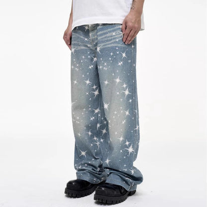 Galaxy Glow – Sparkle Print Denim Jeans.
