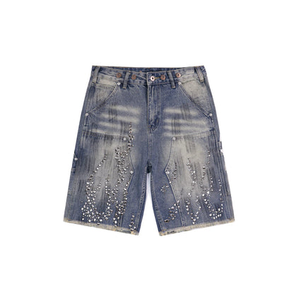 Titan Fade Studded Denim Shorts.