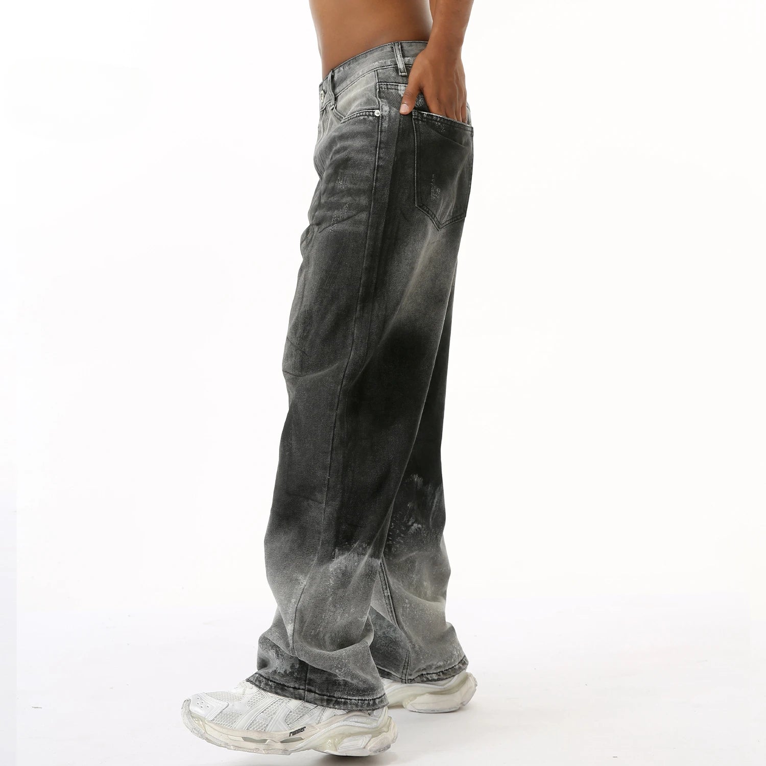 Shadow Fade – Gradient Wide-Leg Denim Jeans.