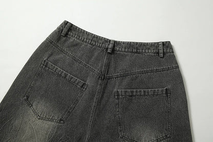 Manga Graphic Distressed Denim shorts.