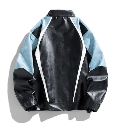 Faux Leather Zipper Jacket.