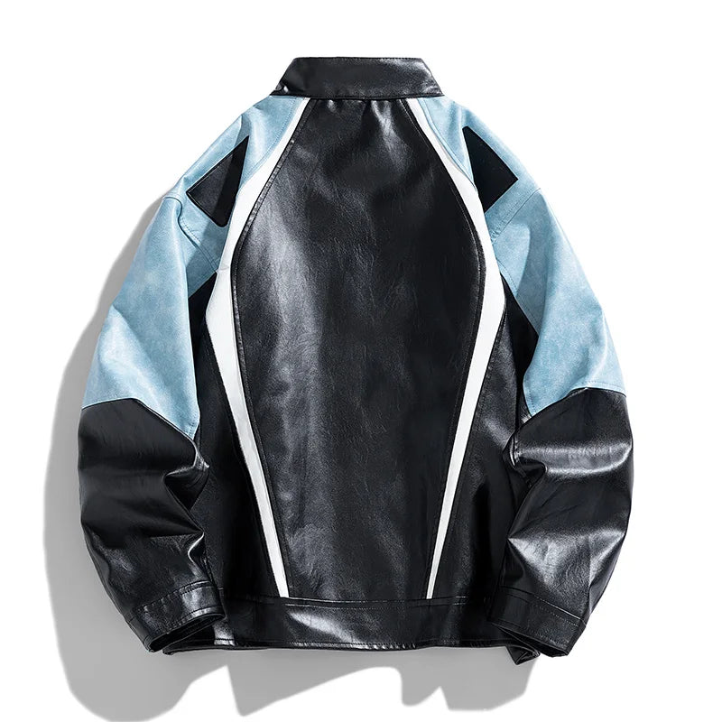 Faux Leather Zipper Jacket.