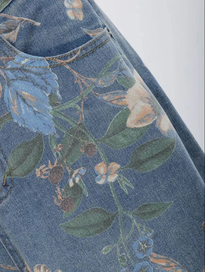 Bloom Breeze – Floral Denim Jeans.