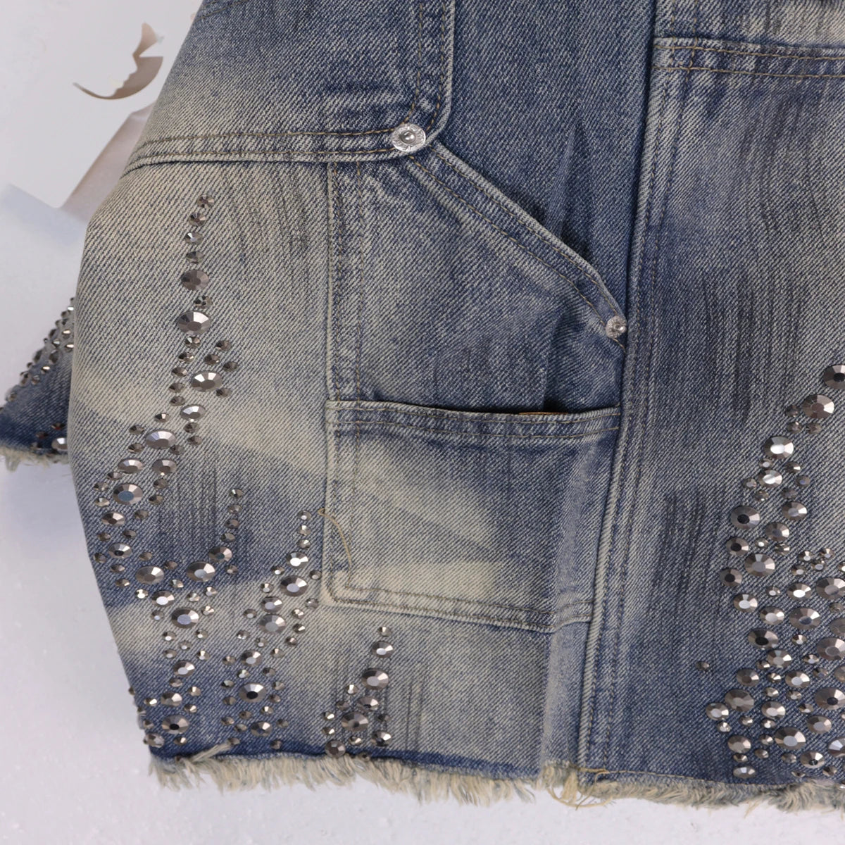 Titan Fade Studded Denim Shorts.