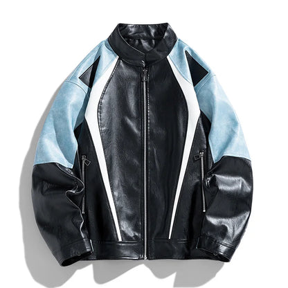 Faux Leather Zipper Jacket.