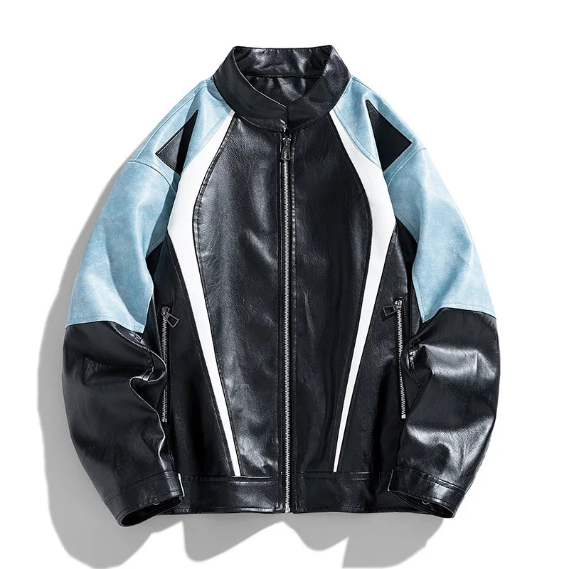 Faux Leather Zipper Jacket.