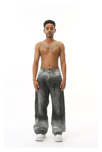 Shadow Fade – Gradient Wide-Leg Denim Jeans.