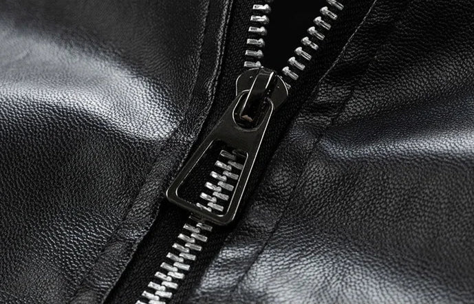 Faux Leather Zipper Jacket.