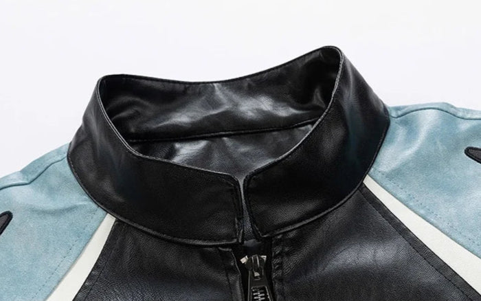 Faux Leather Zipper Jacket.