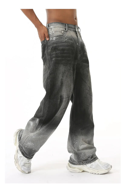 Shadow Fade – Gradient Wide-Leg Denim Jeans.
