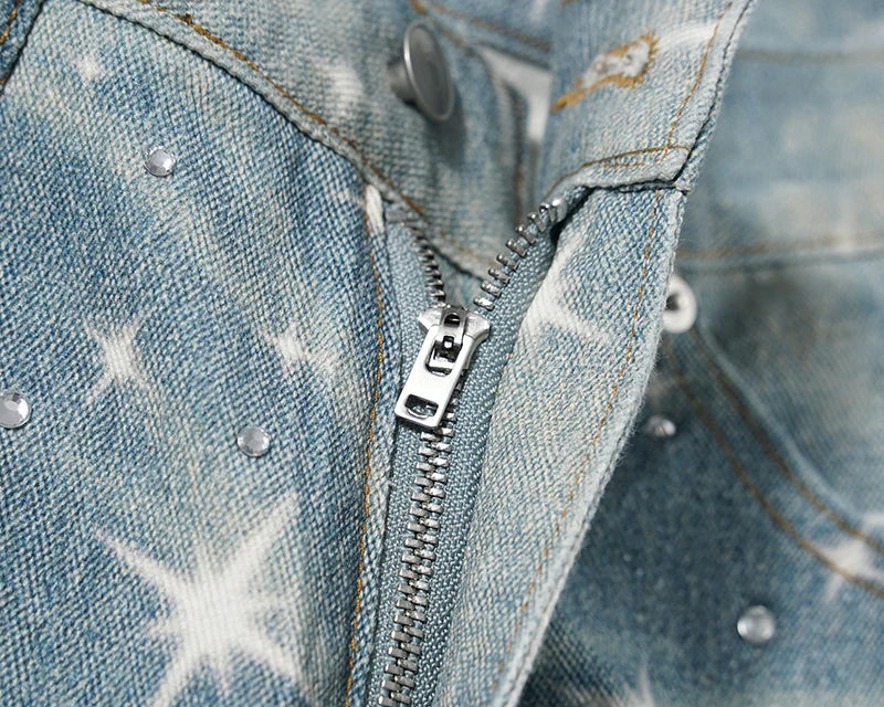 Galaxy Glow – Sparkle Print Denim Jeans.