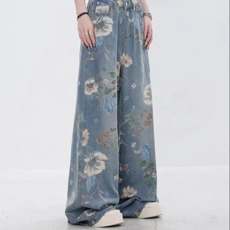 Bloom Breeze – Floral Denim Jeans.