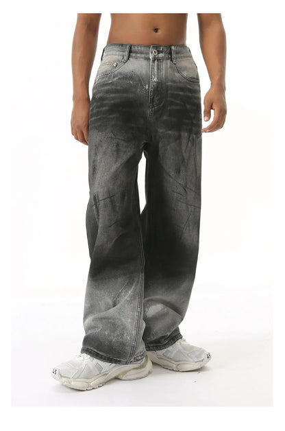 Shadow Fade – Gradient Wide-Leg Denim Jeans.