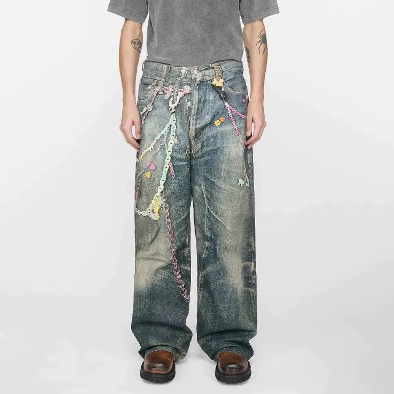 Chain Reaction – Graphic Print Denim Jeans.