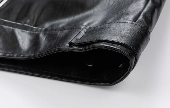 Faux Leather Zipper Jacket.