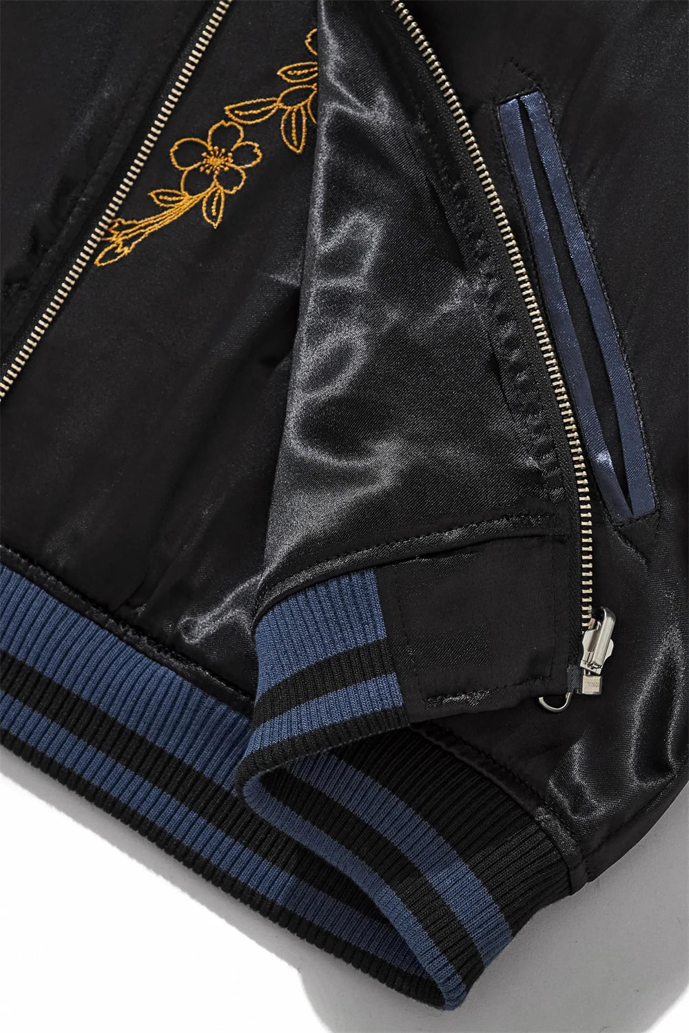 Emperor's Fury – Embroidered Dragon Satin Bomber Jacket.