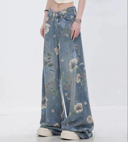 Bloom Breeze – Floral Denim Jeans.