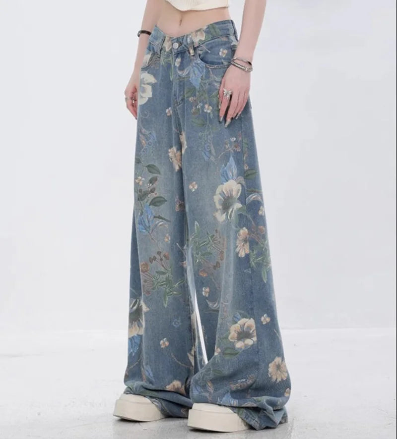 Bloom Breeze – Floral Denim Jeans.