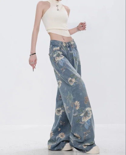 Bloom Breeze – Floral Denim Jeans.