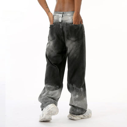 Shadow Fade – Gradient Wide-Leg Denim Jeans.