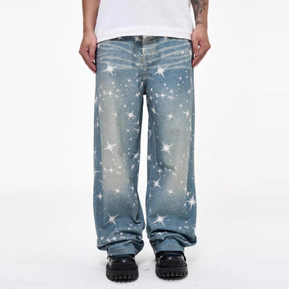 Galaxy Glow – Sparkle Print Denim Jeans.