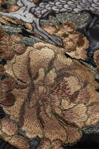 Emperor's Fury – Embroidered Dragon Satin Bomber Jacket.