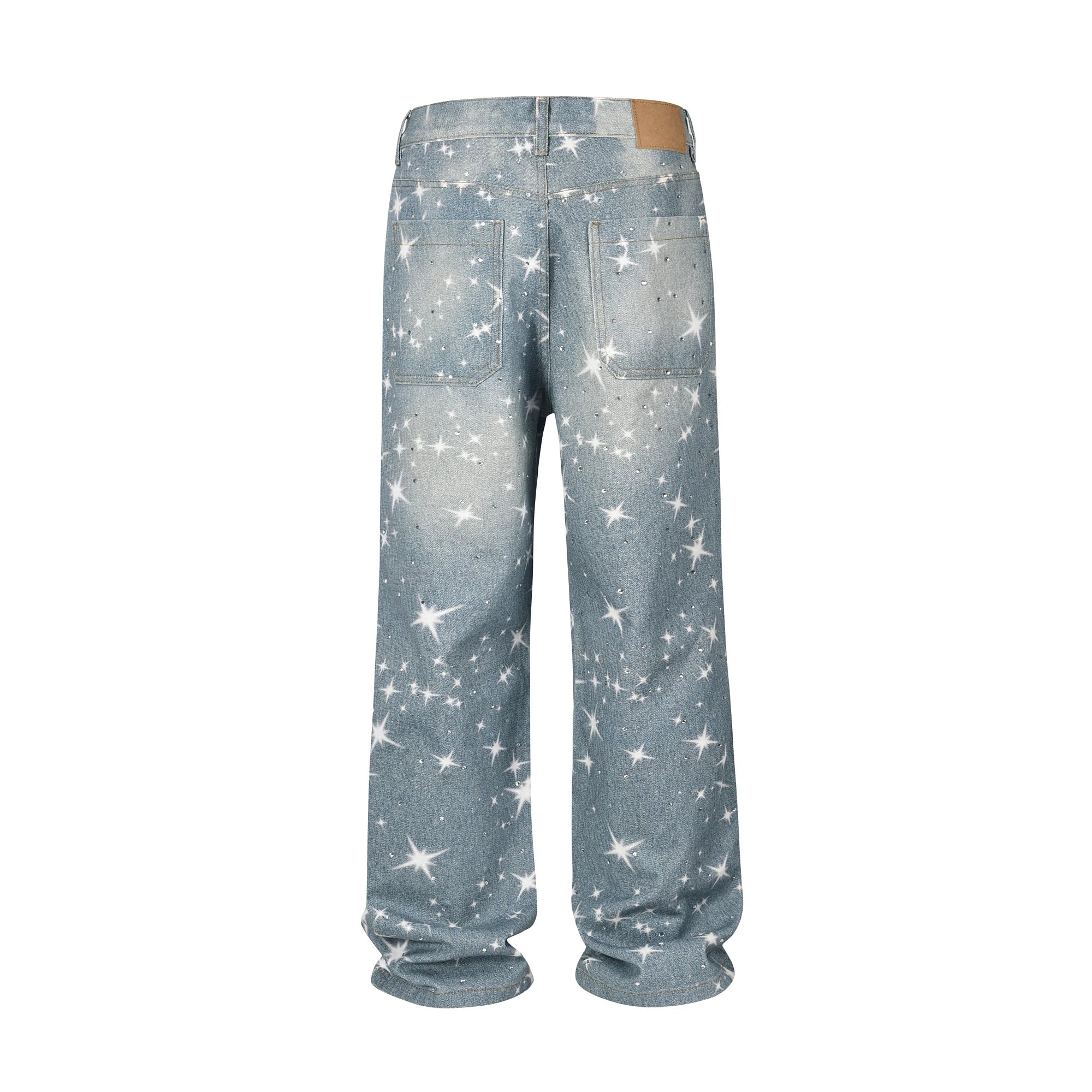 Galaxy Glow – Sparkle Print Denim Jeans.