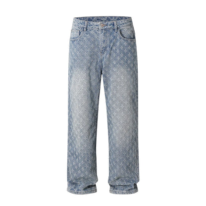All-Over Monogram Washed Denim Jeans.