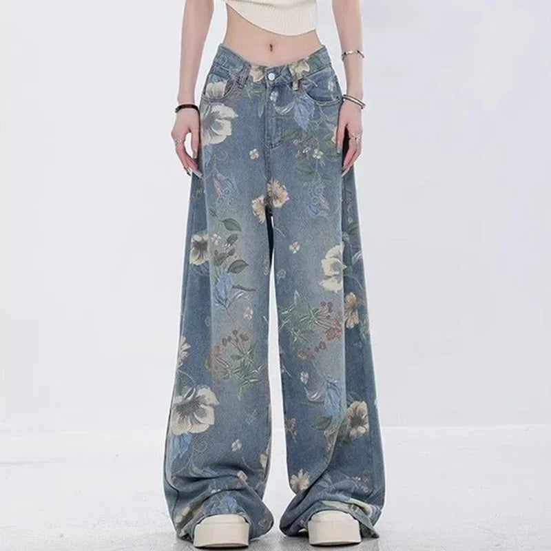 Bloom Breeze – Floral Denim Jeans.