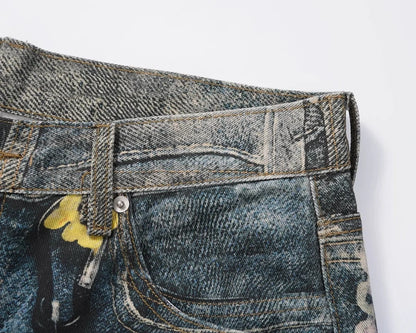 Chain Reaction – Graphic Print Denim Jeans.