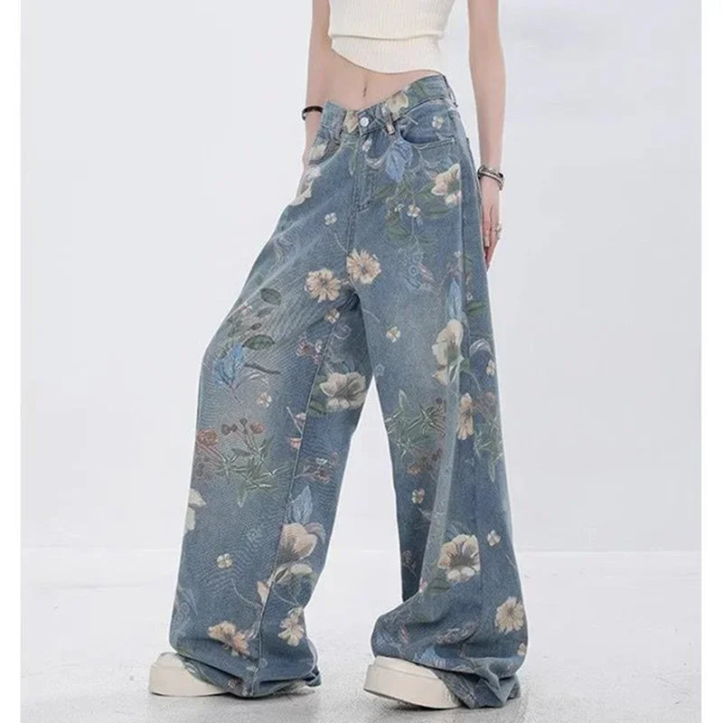 Bloom Breeze – Floral Denim Jeans.