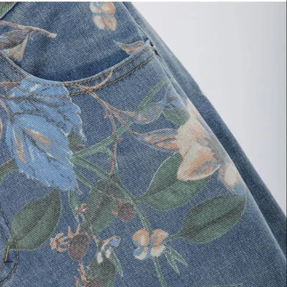 Bloom Breeze – Floral Denim Jeans.