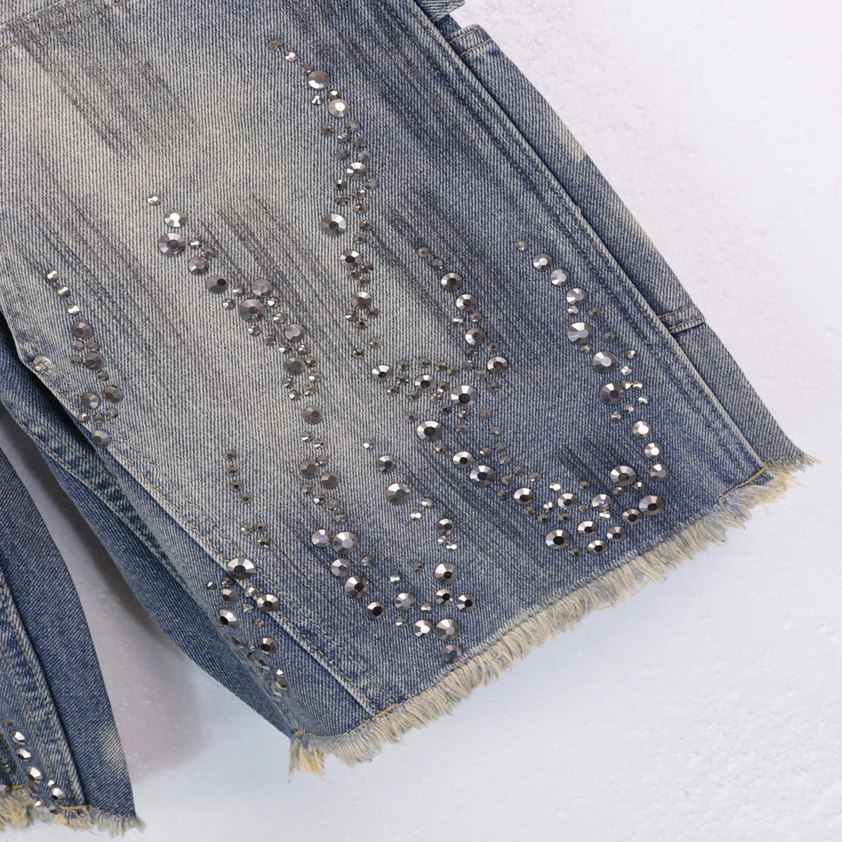 Titan Fade Studded Denim Shorts.