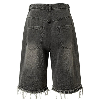 Manga Graphic Distressed Denim shorts.