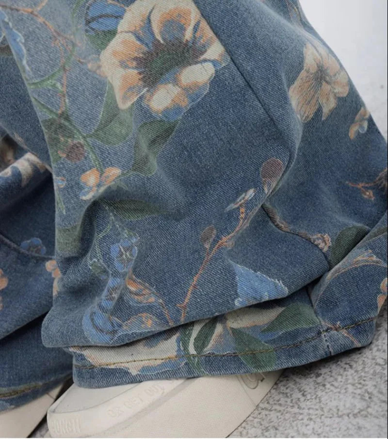 Bloom Breeze – Floral Denim Jeans.